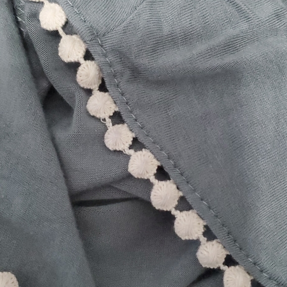 Slate blue pom-pom detail shirt. - Picture 2 of 4